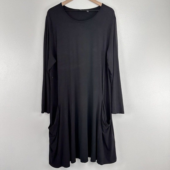 BETABRAND The Sweatshirt Silk Modal Travel A Line Swing Dress Black Size XXL - Picture 2 of 15